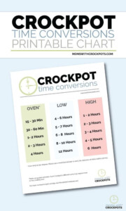 Crockpot Time Conversions Printable Chart