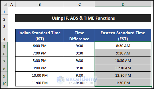 How To Convert IST To EST In Excel 5 Easy Ways ExcelDemy