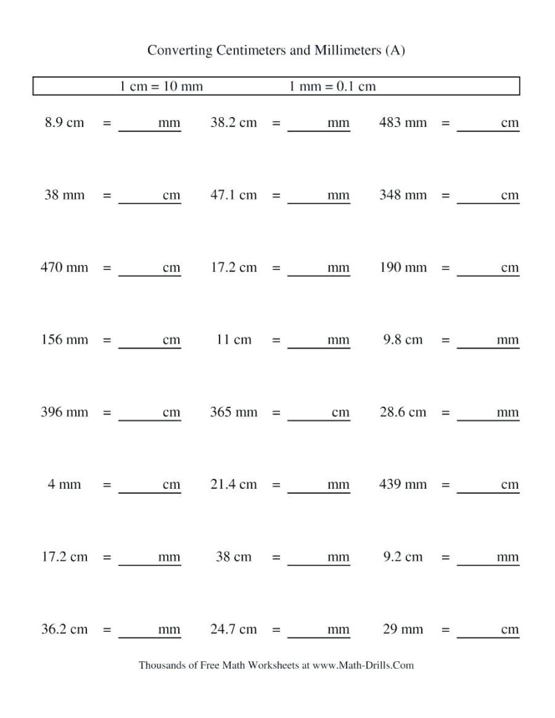 Math Conversion Worksheet 5th Grade