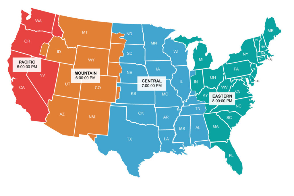 Printable Time Zone Map United States