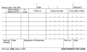 PS Form 1260 Nontransactor Card