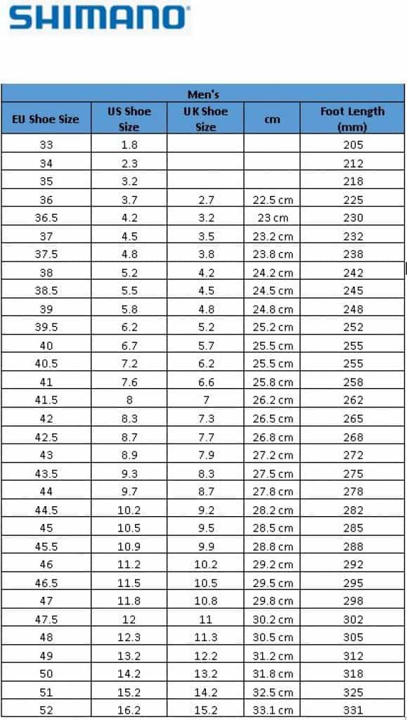 Time Bike Shoe Size Conversion Chart - TimeConversionChart.com