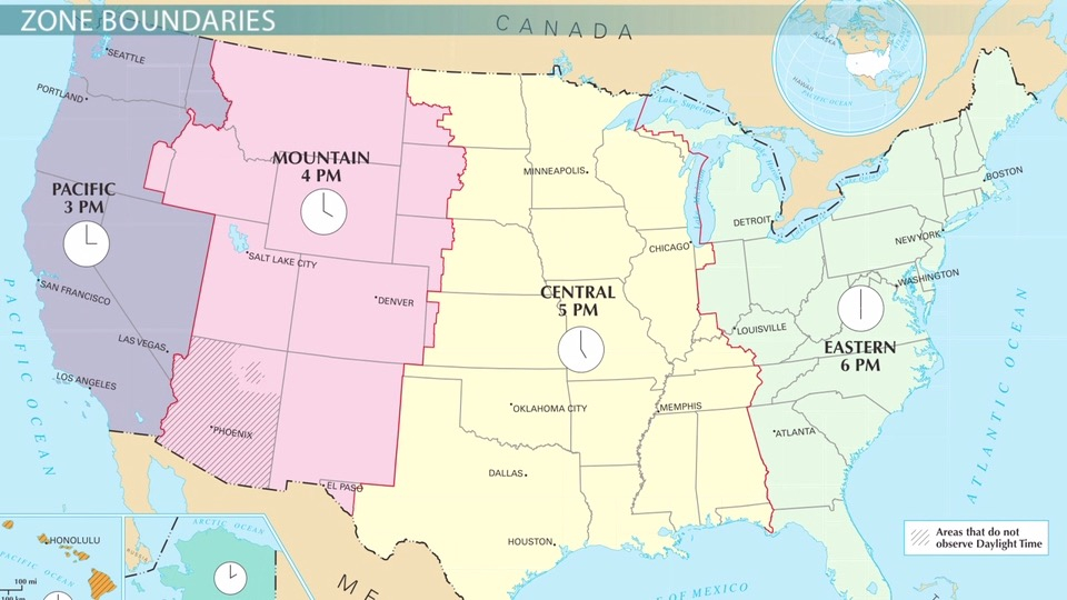 US Time Zones Overview History Lesson Study